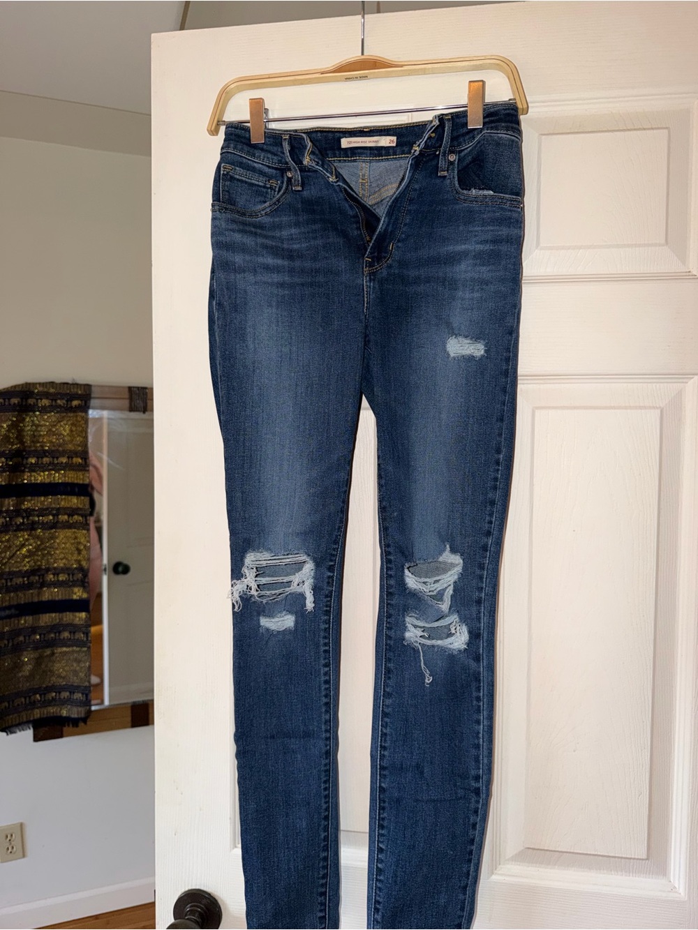 Levi's Dark Blue Distressed Skinny Jeans